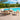6 Piece Set, Okemo Table with 4 Chairs, 10-Foot Auto Tilt Umbrella Blue