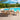 8 Piece Set, Okemo Table with 6 Chairs, 10-Foot Auto Tilt Umbrella Blue